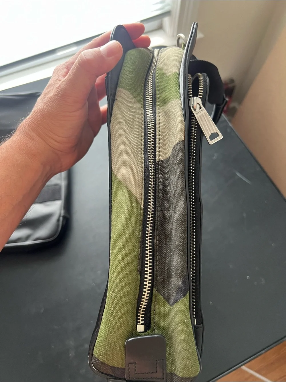 Jack Spade Leather and Camo Canvas Briefcase
